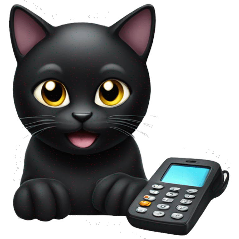 Black cat with Phone emoji