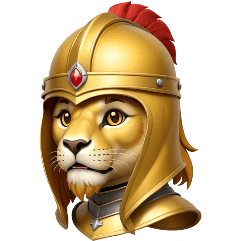 Lion sitting whit full-face closed armet medieval emoji