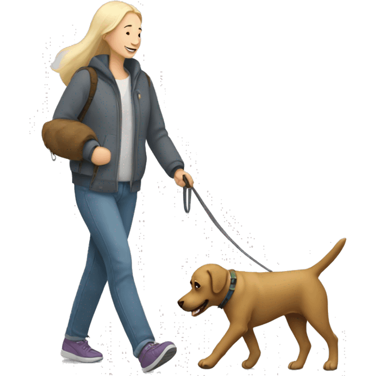 Labrador dog walking with owner emoji