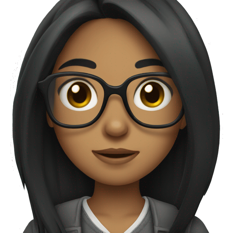 girl with glasses and black longhair emoji