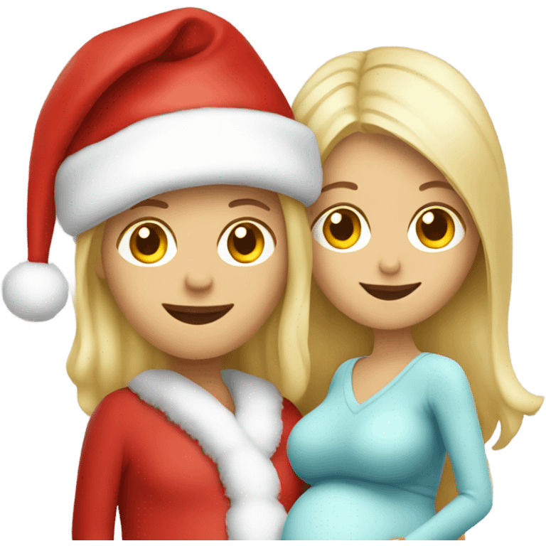 blonde pregnant woman with santa emoji