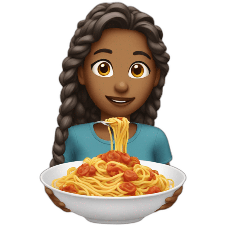 girl eating spaghetti emoji