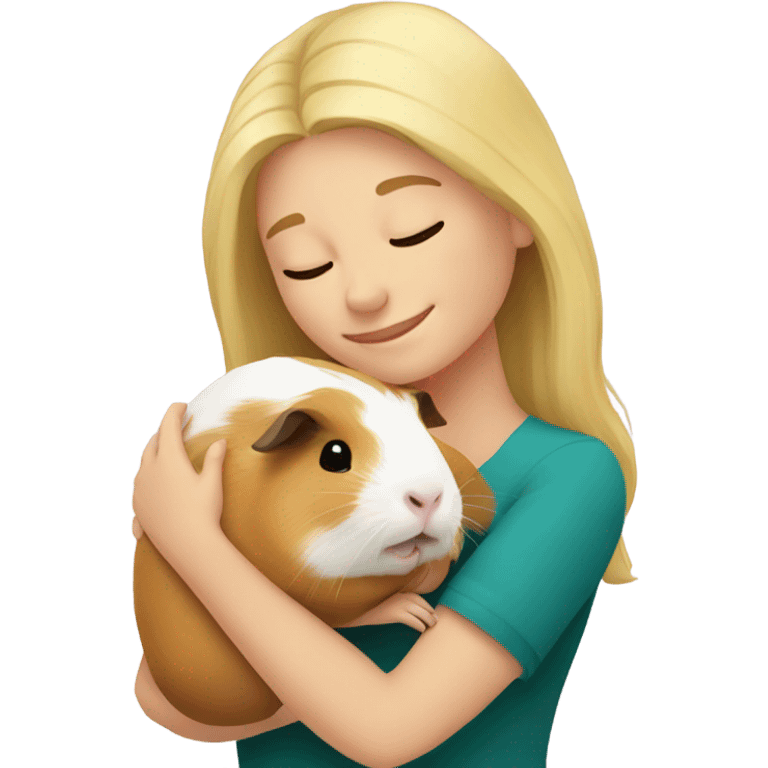 Blonde Woman hugging a guineapig emoji