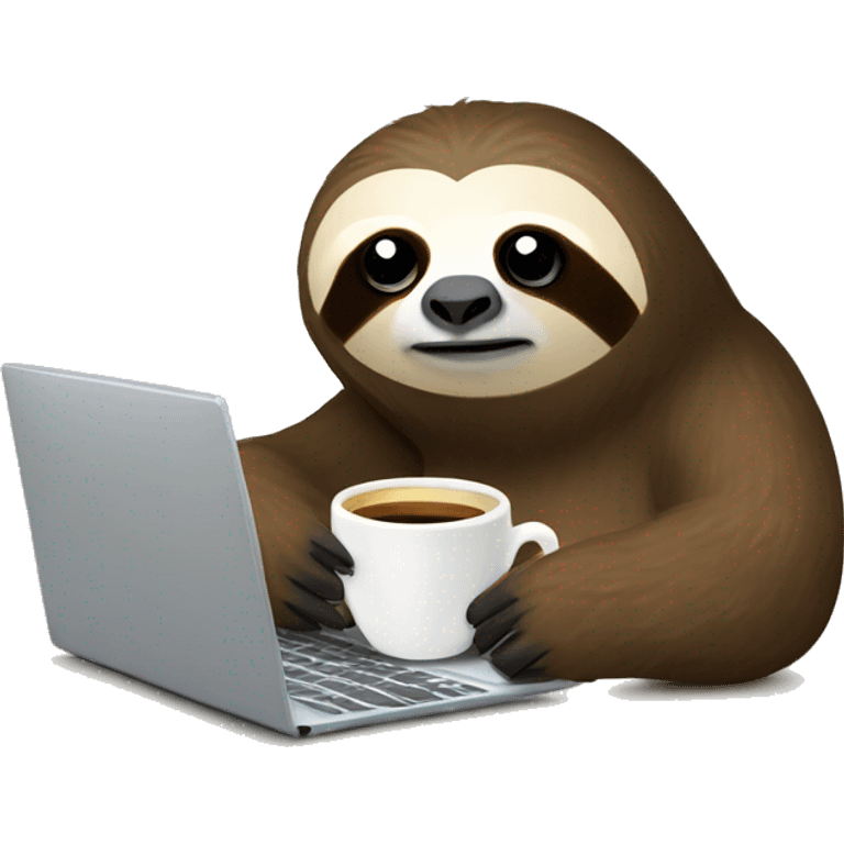 tired sloth with laptop and espresso tonic emoji