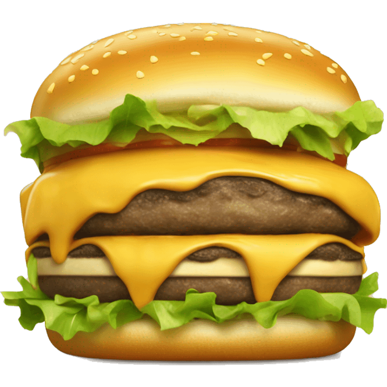 Cheeseburger with lots of melted cheese and lettuce  emoji