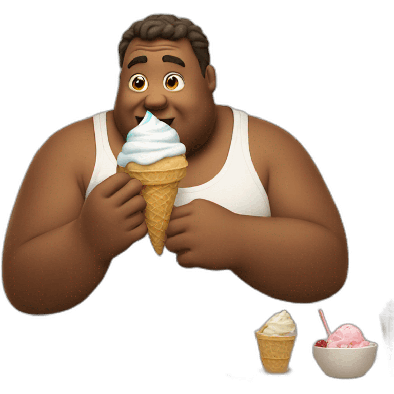 Fat guy eating ice cream emoji