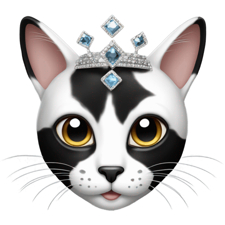 Black and white cat princess emoji