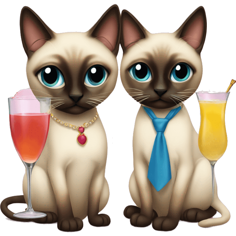 two siamese cats at a cocktail party emoji