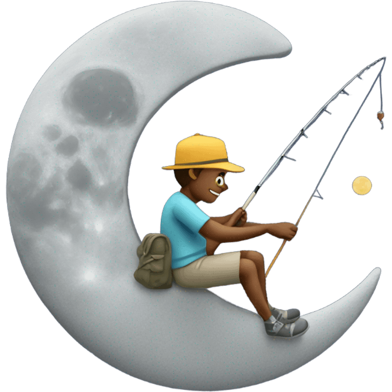 Man fishing on top of moon  emoji