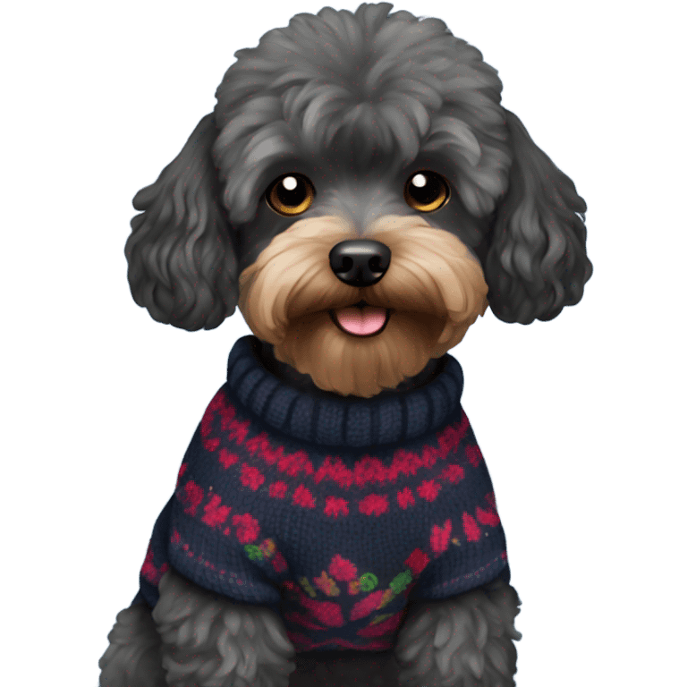 Black Yorkipoodle in sweater  emoji