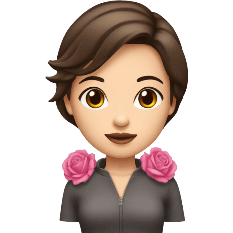 fille brune cheveux au carré bouche rose emoji