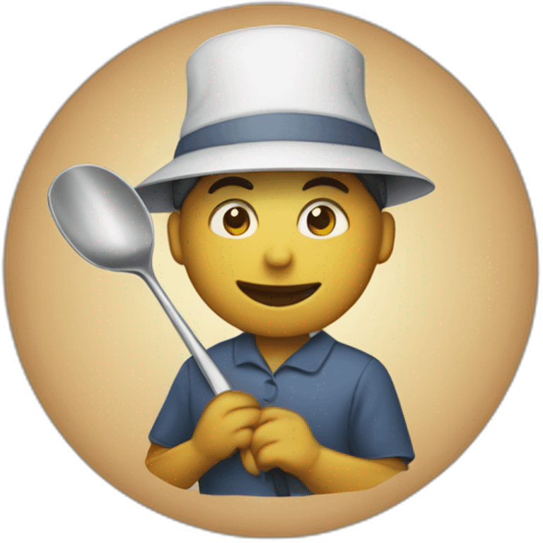 Canteen staff enrobed with a hat and ladle emoji