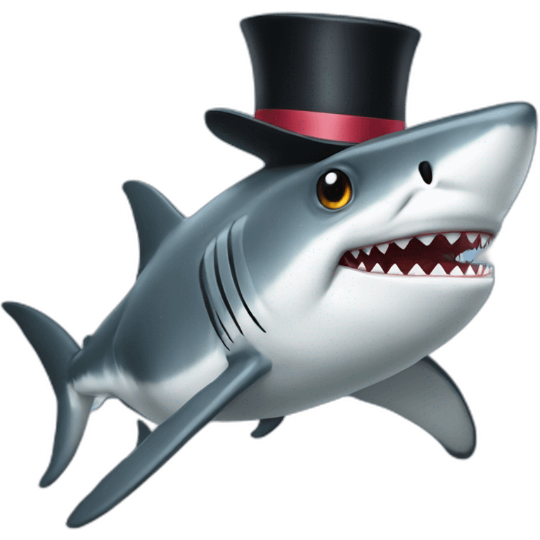 Shark with a top hat emoji