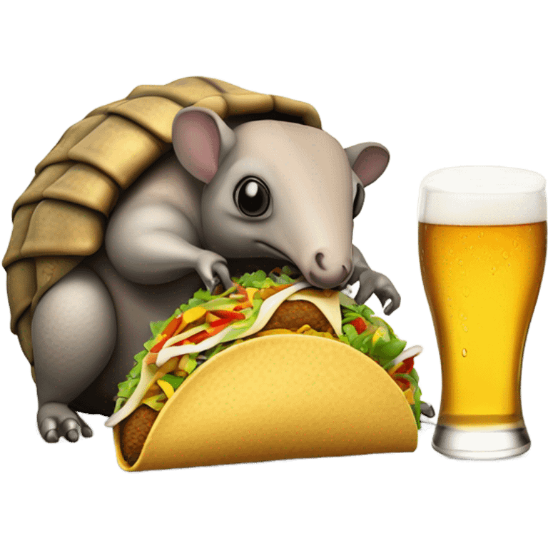 Armadillo eating a taco and drinking beer emoji