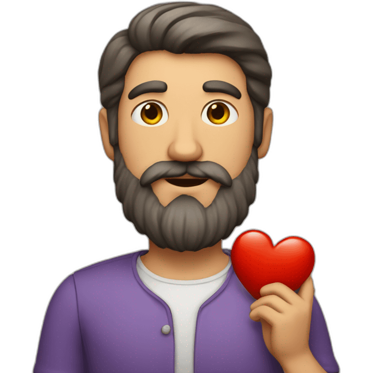 italian bearded man holding a heart emoji