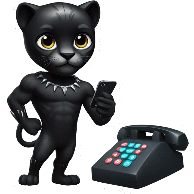 A black panther holding a phone with the number 0 in its paws emoji