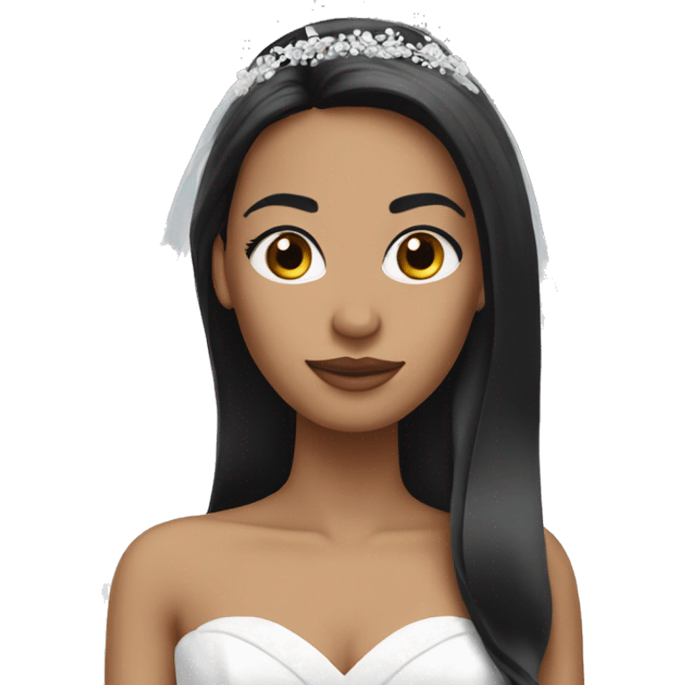 wedding bride with long black straight hair black eyes emoji