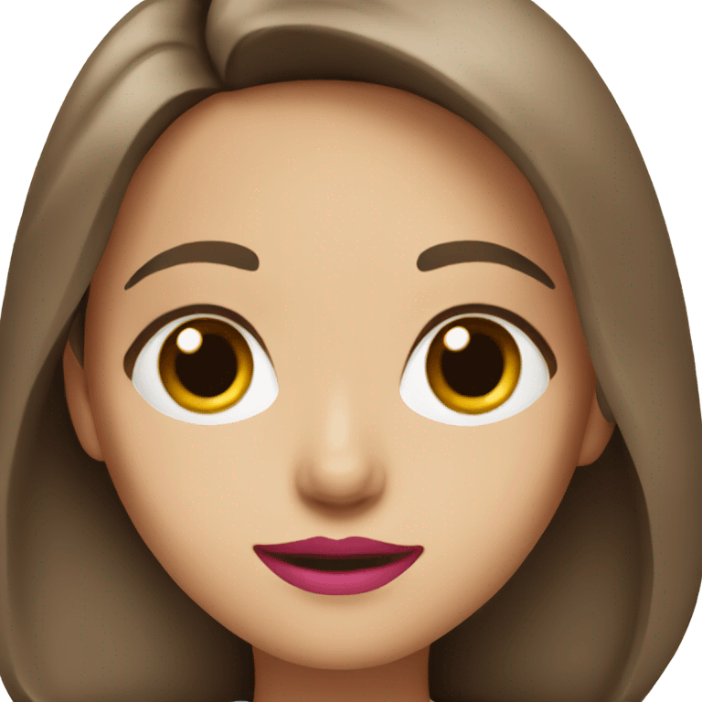 Girl doctor with brown hair and eyes and pink lipstick emoji