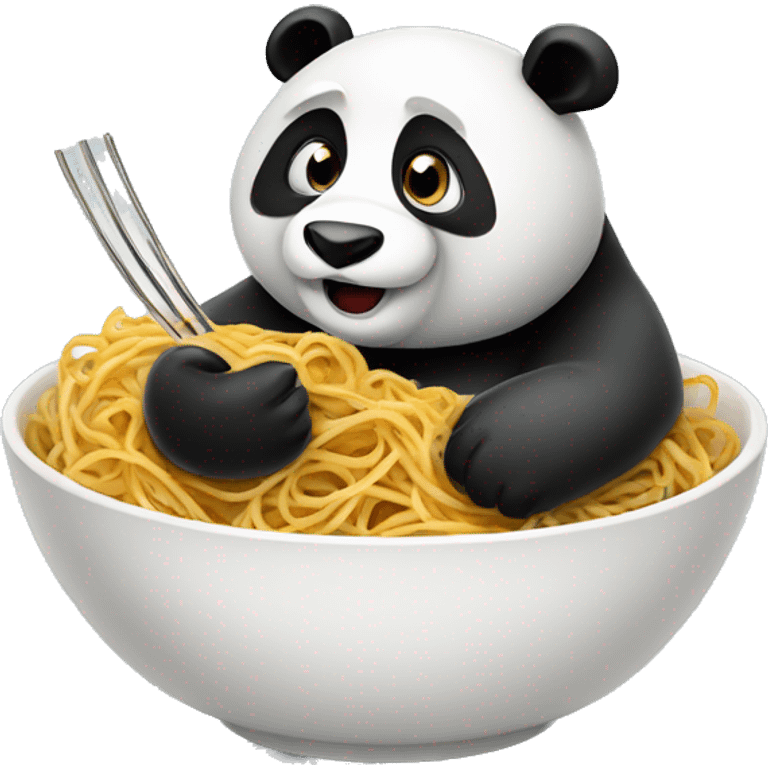 A panda eating a bowl of spaghetti  emoji