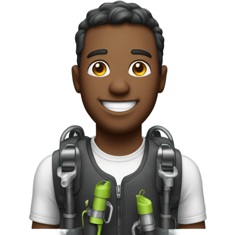 Happy man with a backpack sprayer emoji