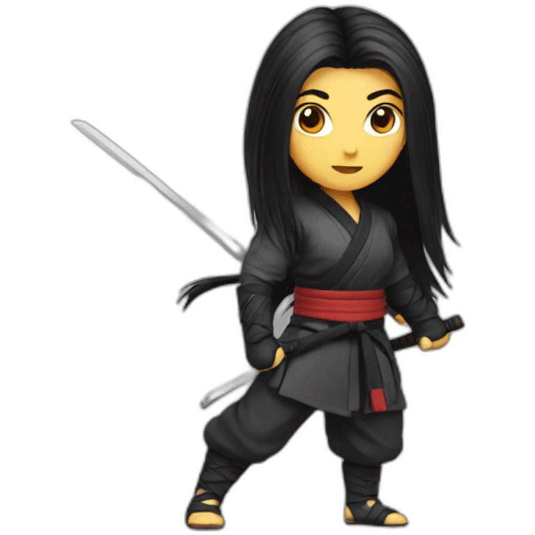 long black hair, ninja, girl emoji