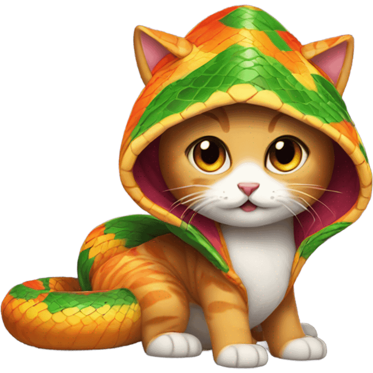 cute cat in a cute snake costume emoji