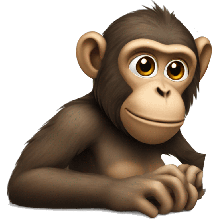 A monkey sitting at a computer
working. emoji