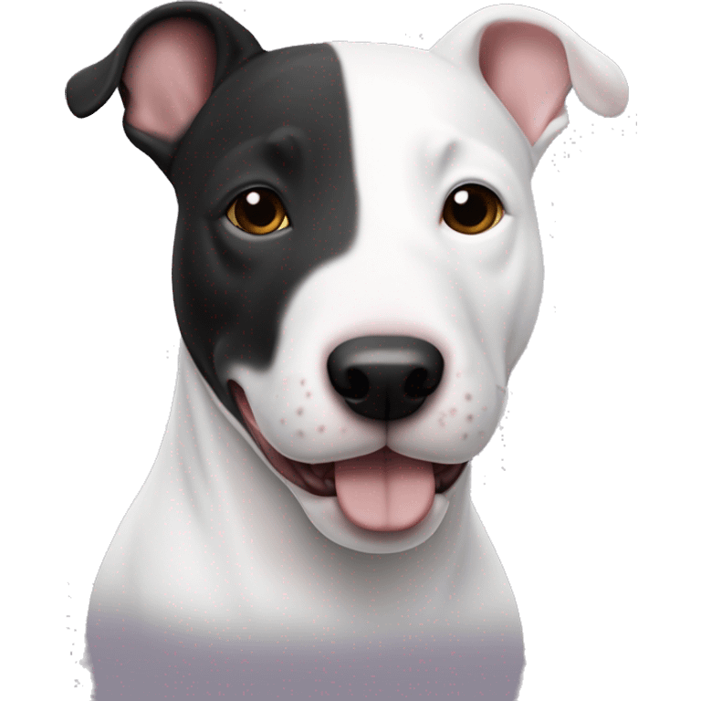 Un bull-terrier blanc avec une petite tache noire sur l’oreille droite  emoji