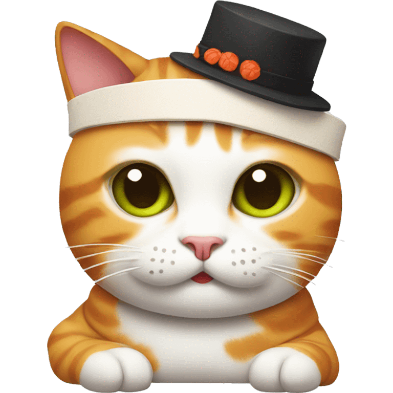 cat wearing sushi as a hat emoji