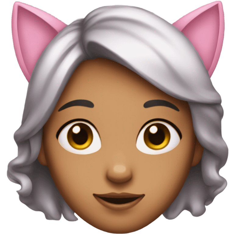 A girl with cat ears, shy, with a pink blush on her cheeks emoji