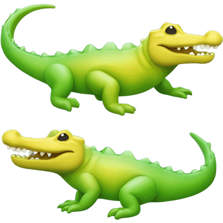 a yellow-fading-into-green gummy alligator emoji