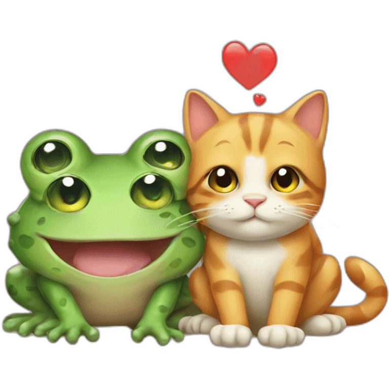 Cat and frog love emoji