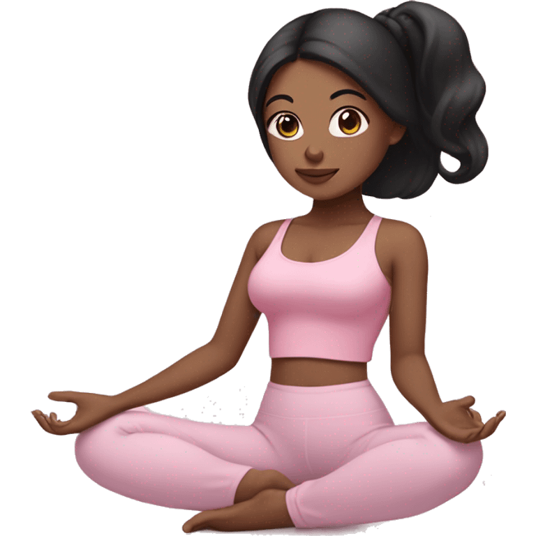 yoga girl with black hair and baby pink outfit emoji