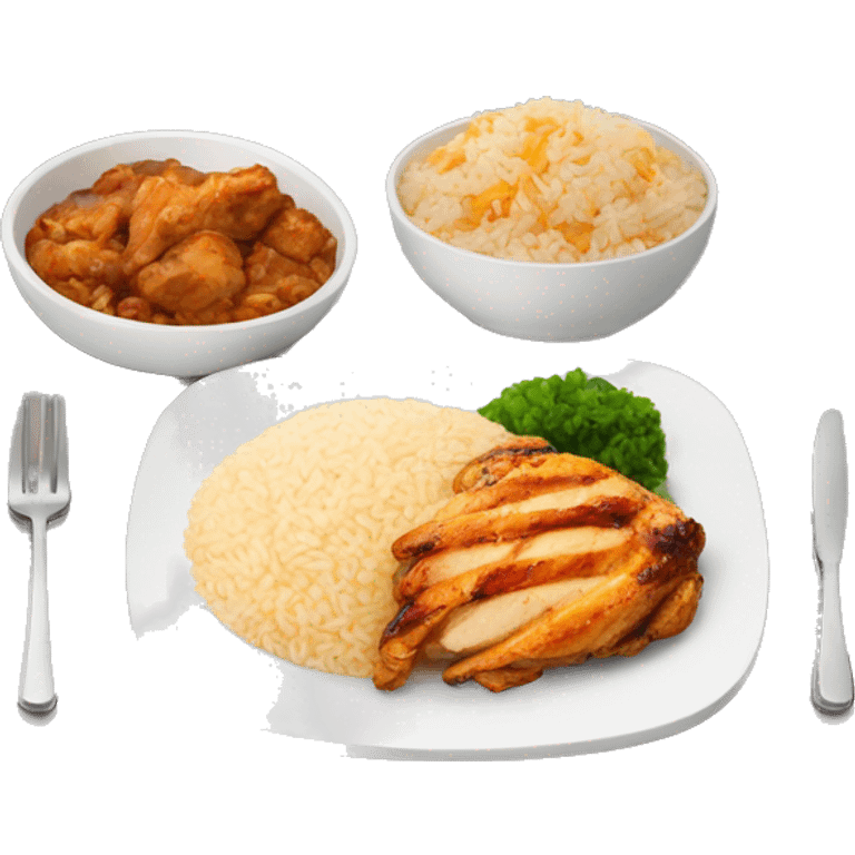 Plate, rice, grilled chicken  emoji