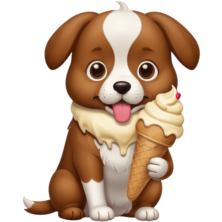 Ein Hund der Eis isst emoji