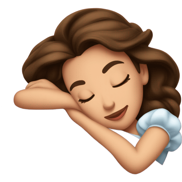 Sleeping brunette beauty princess Disney, bed emoji