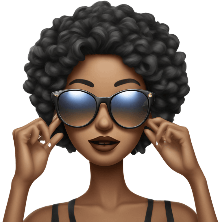 Hyper Realistic beautiful high fashion model putting on sunglasses  emoji