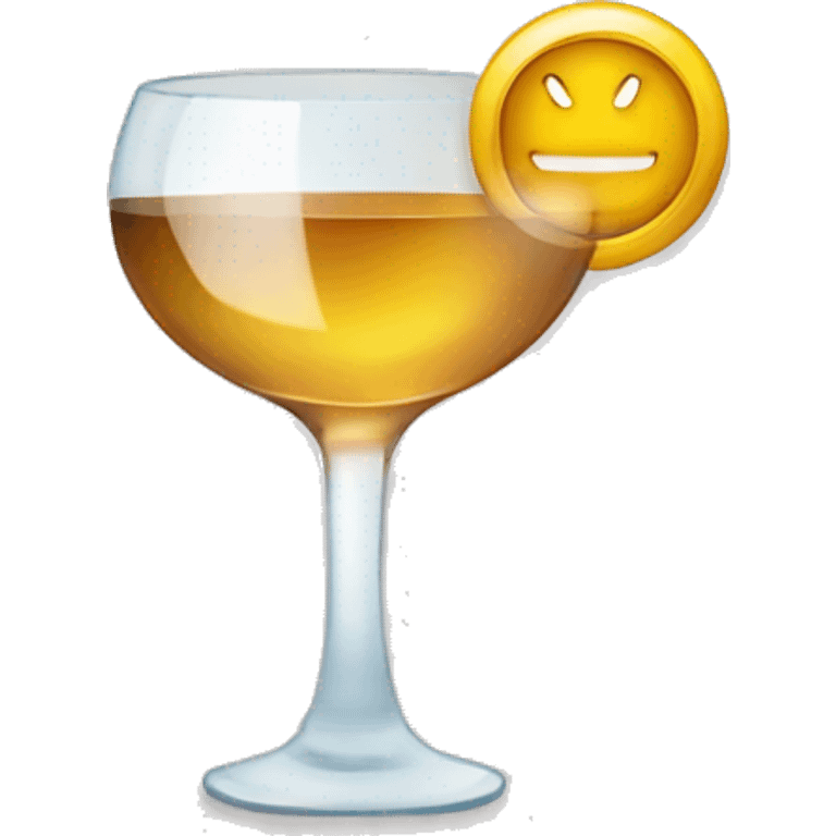 Minimalist emoji for 'Happy Hour' with a vermouth glass featuring a smiling face and a subtle clock in the background. Clean and cheerful design without extra decorations.





 emoji