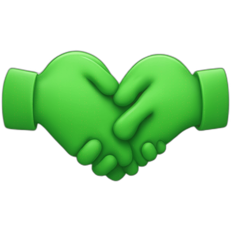 Two-Green-heart-shaking-hand emoji