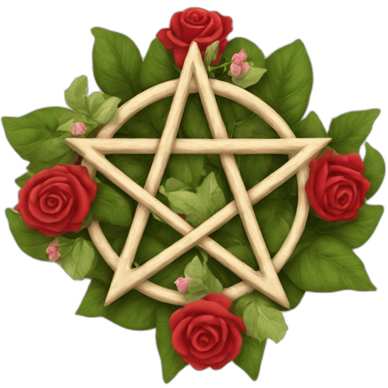 Wiccan pentagram with roses emoji