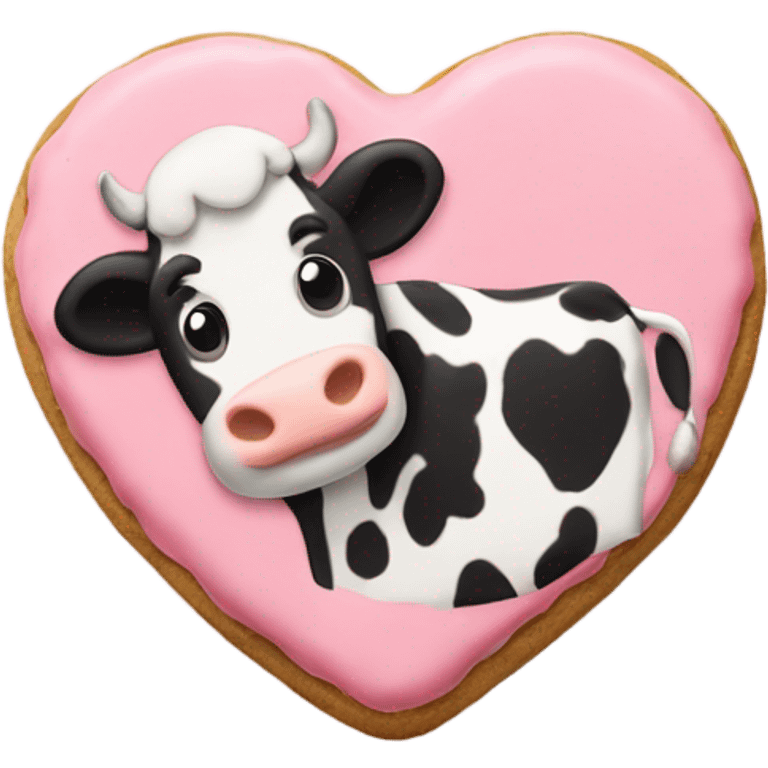 Cookie heart with cow emoji