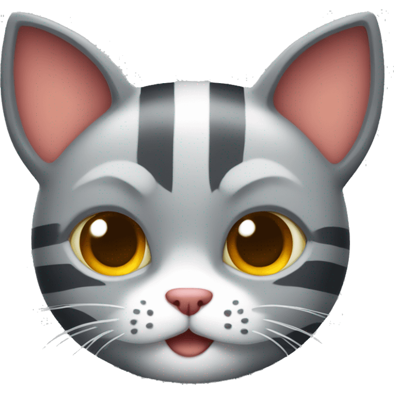 Grey stripe cat with devil horns emoji