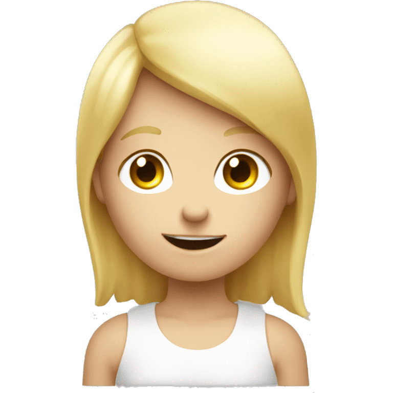 talking blond child with speech bubble near emoji