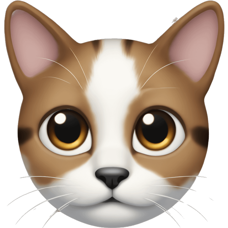 cute brown white and black cat with a black spot on the right side of his nose emoji