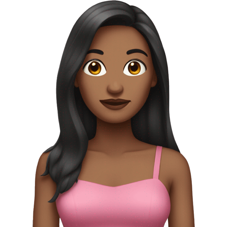 Woman with long dark hair pink dress emoji