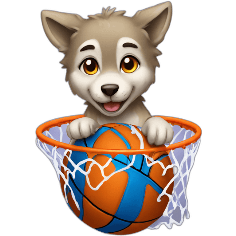 baby wolf dunking a basketball emoji