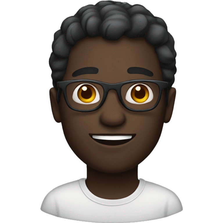 dark skin, with glasses, man emoji