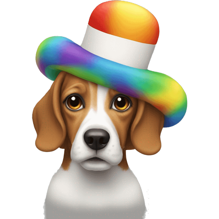 Beagle clown with rainbow afro emoji