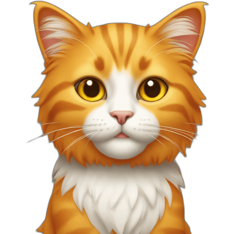 full body orange cute hairy cat with fruit mangos emoji