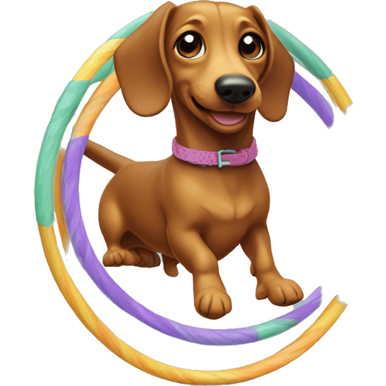 wiener dog in hoola hoop emoji